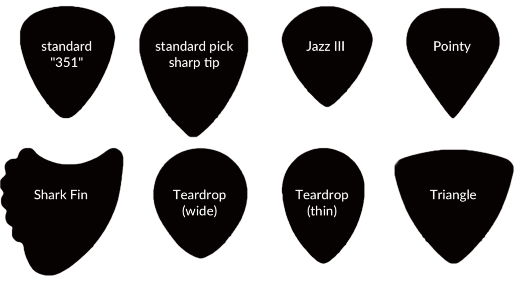 picks-guitar_pick_shapes تنوع شکل پیک گیتار