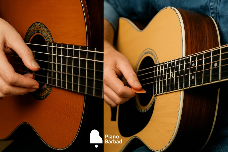 تکنیک دست راست در گیتار - پیانو باربد