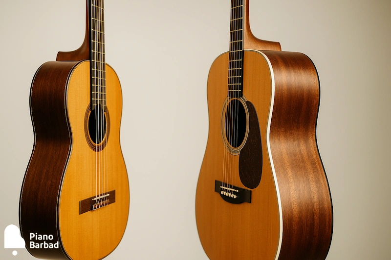 اندازه بدنه گیتار آکوستیک و کلاسیک - پیانو باربد