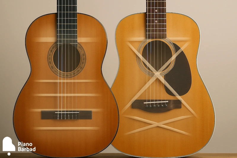 تفاوت bracing داخلی - پیانو باربد