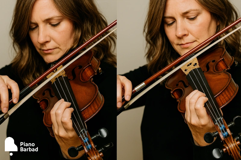 فشار غلط آرشه به سیم ویولن - پیانو باربد