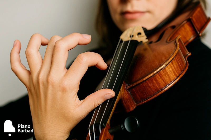 قرارگیری اشتباه انگشتان دست چپ روی ویولن - پیانو باربد